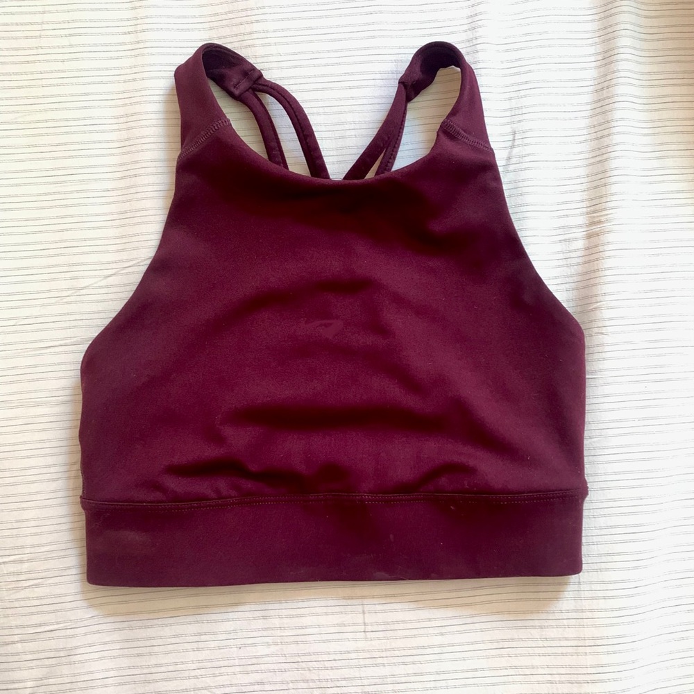Burgundy High Neck Sport Bra